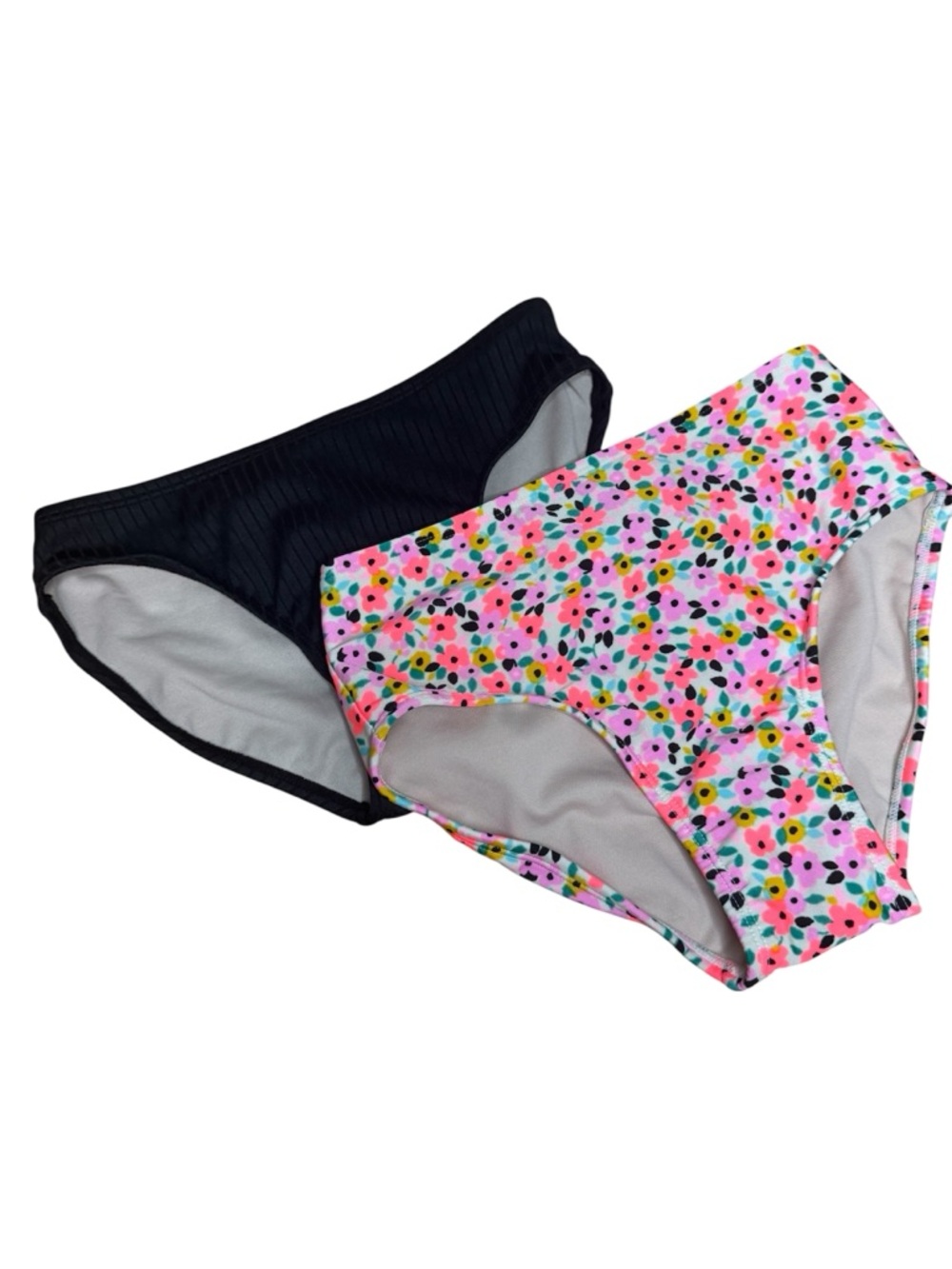 Art Class Bundle Girls’ Bikini Bottoms. Black and Floral. NWT. Size Medium (8)